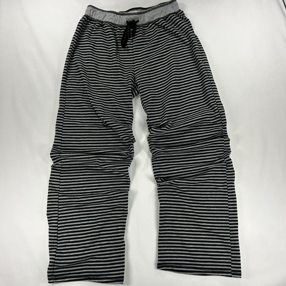 Karen Neuburger Woman's Wide Legs Yoga Pants Medium Striped Grey And Black